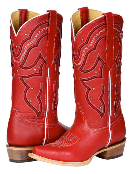 Women's El General Cowboy Boot Crack Leather- Red 45937