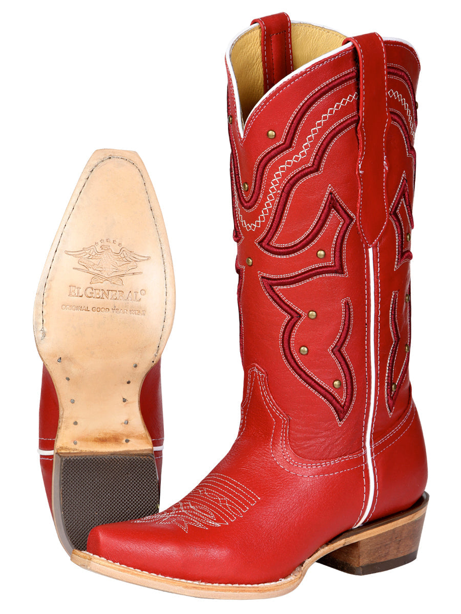 Women's El General Cowboy Boot Crack Leather- Red 45937