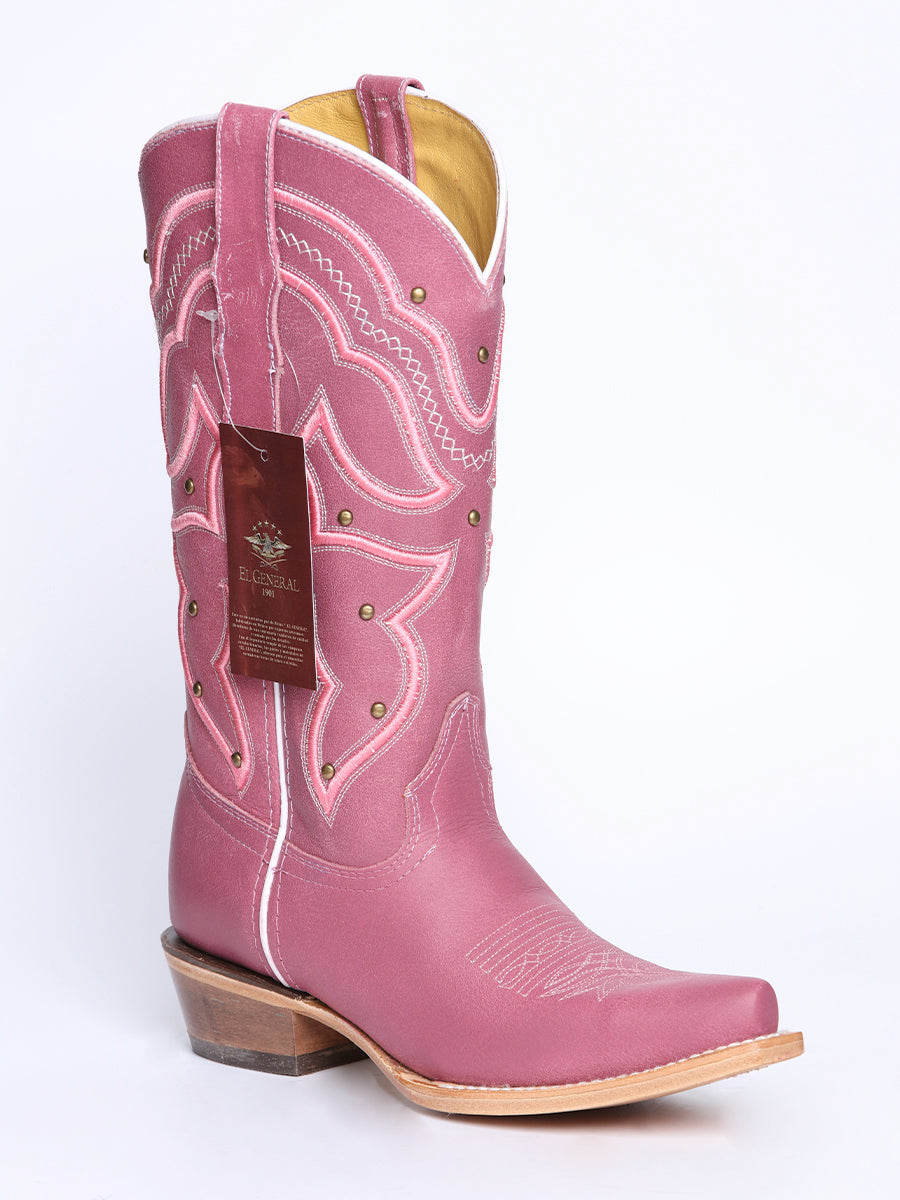 Women's El General Cowboy Boot Crack Leather- Pink 45938