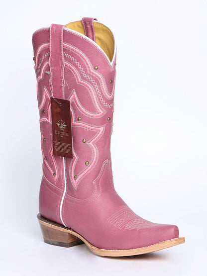Women's El General Cowboy Boot Crack Leather- Pink 45938