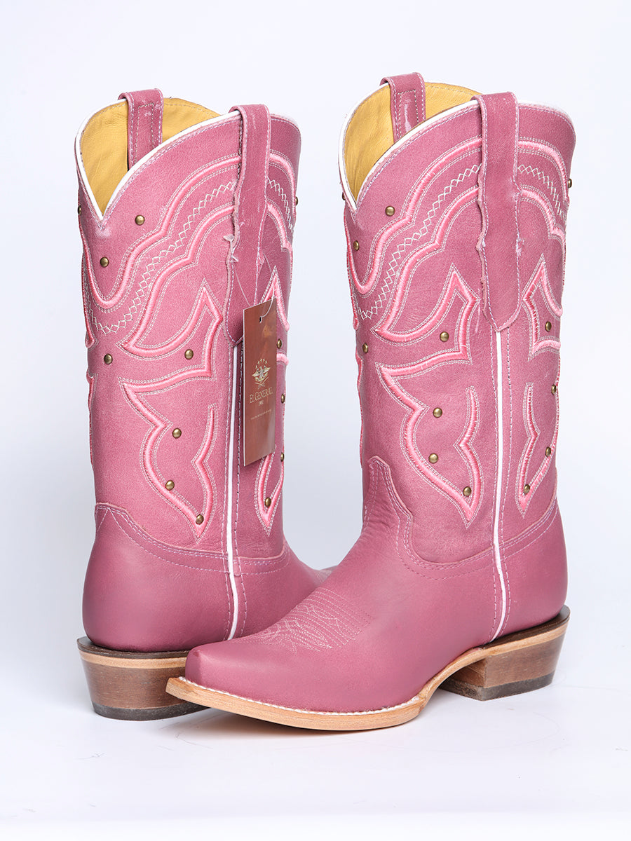 Women's El General Cowboy Boot Crack Leather- Pink 45938