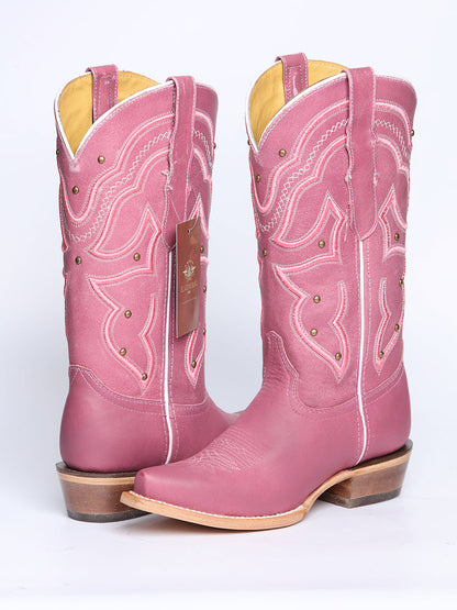 Women's El General Cowboy Boot Crack Leather- Pink 45938