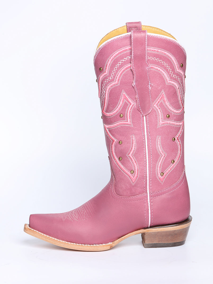 Women's El General Cowboy Boot Crack Leather- Pink 45938
