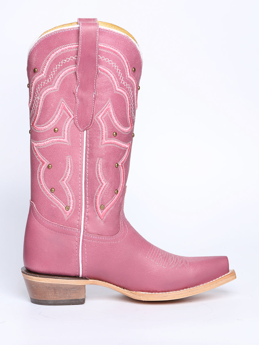 Women's El General Cowboy Boot Crack Leather- Pink 45938