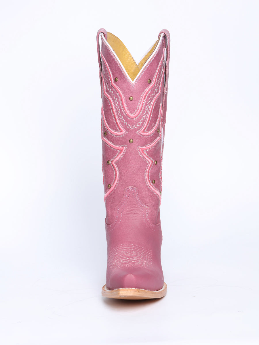 Women's El General Cowboy Boot Crack Leather- Pink 45938