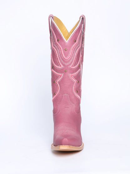 Women's El General Cowboy Boot Crack Leather- Pink 45938