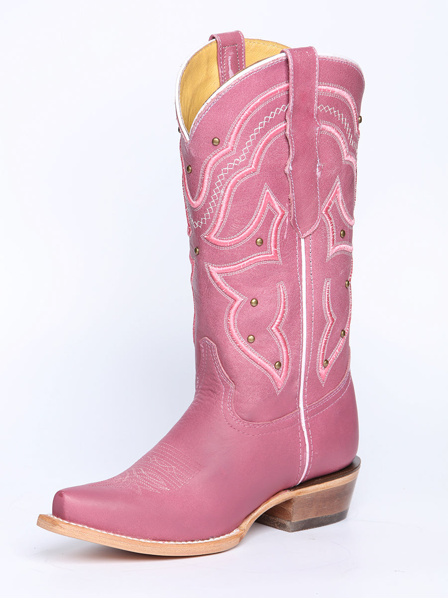 Women's El General Cowboy Boot Crack Leather- Pink 45938
