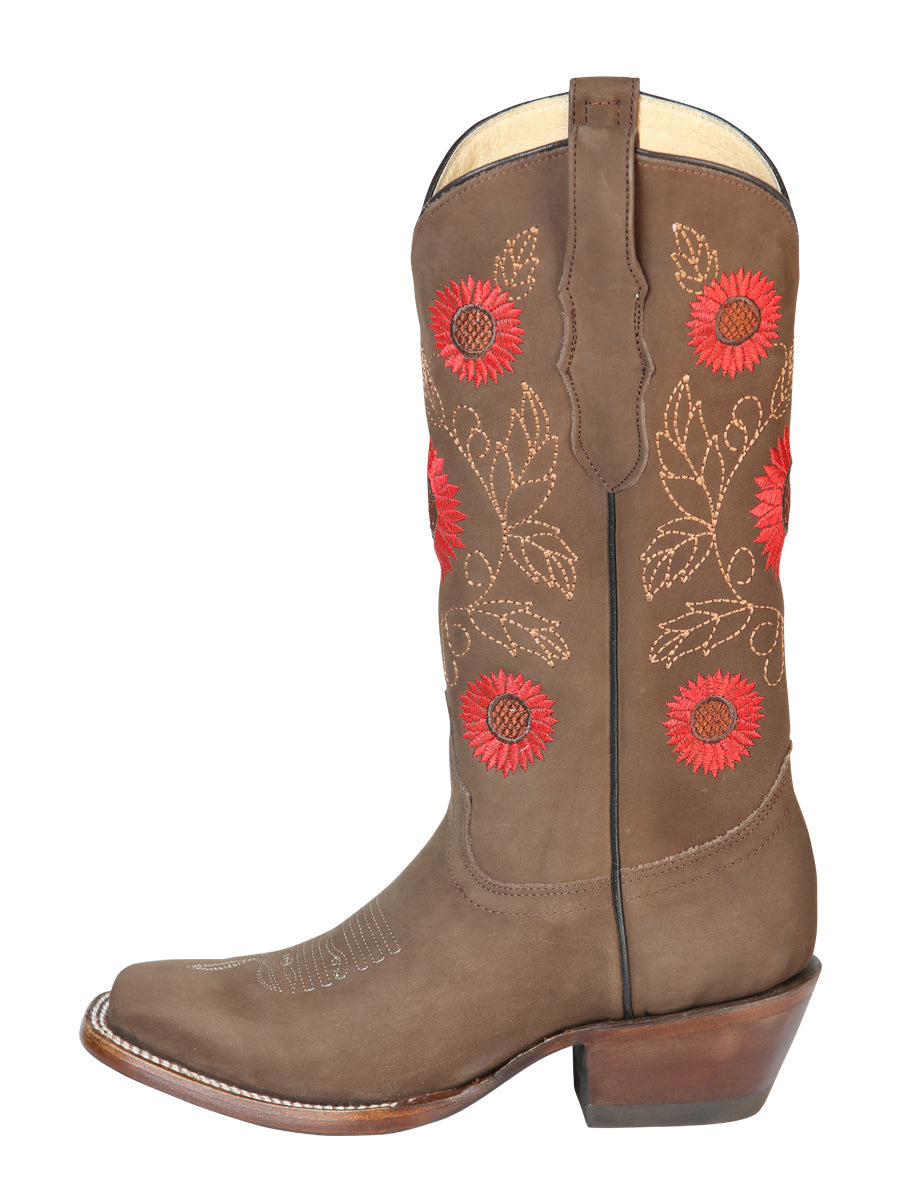 El General Women’s Western Boots Nubuck Leather

 - Camel  51162