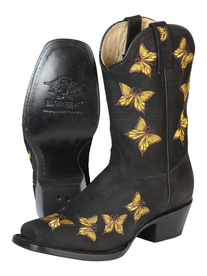 El General Womens Rodeo Boot  - Nobuck Black 51220