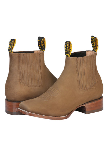 El General Square Toe Ankle Boot - Nobuck  Brown 126195
