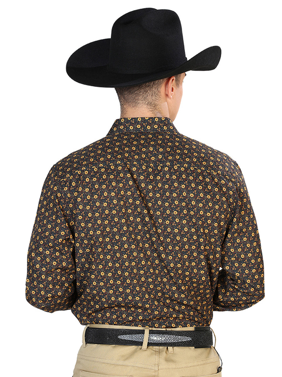 Black And Brown Casual Long Sleeve Western Cowboy Shirt  126262