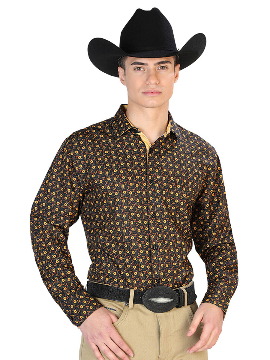 Black And Brown Casual Long Sleeve Western Cowboy Shirt  126262
