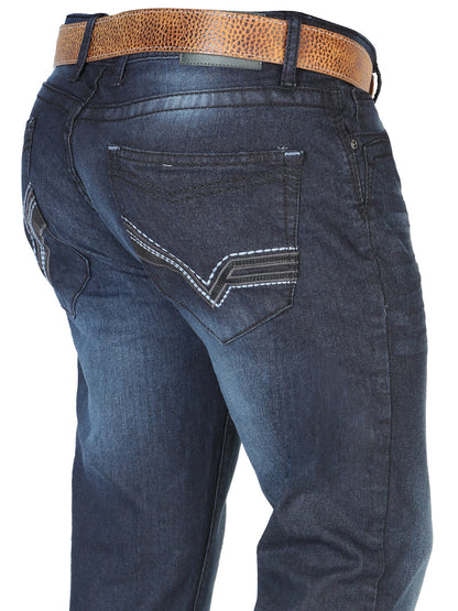 El Norteño Skinny Stretch Denim Pants In Dark Blue 126634
