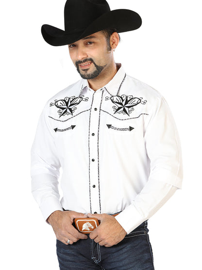 El General Embroidery Western Shirt White/Black 126683