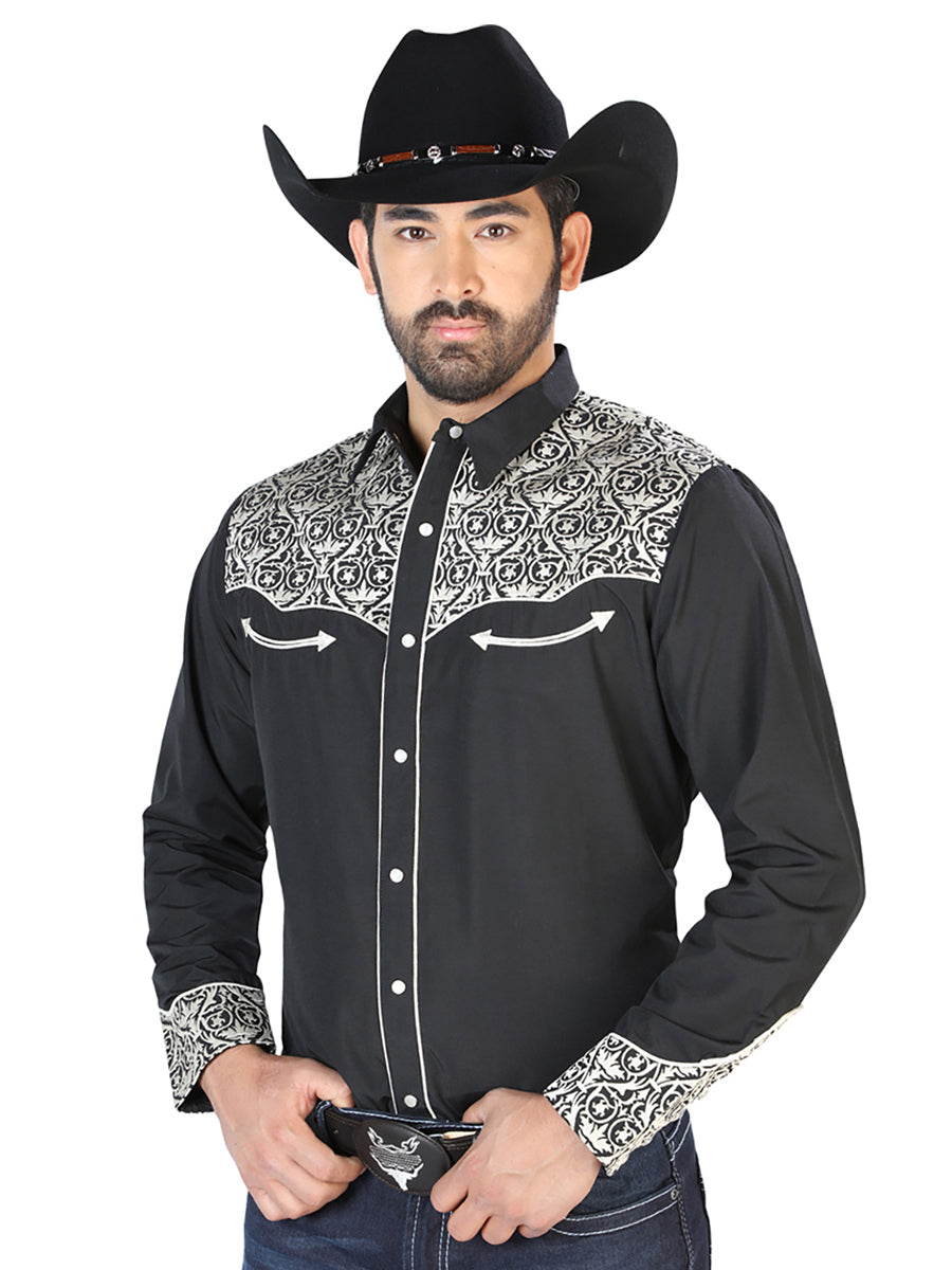El Señor de los Cielos Embroidery Shirt Black/Beige 126704