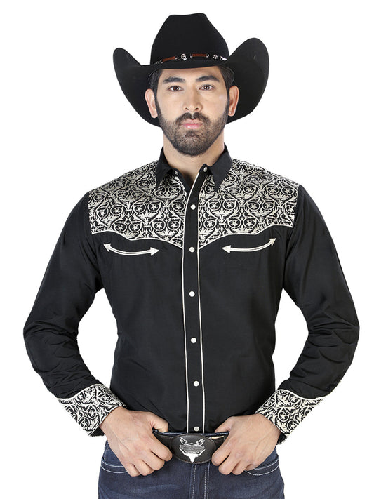 El Señor de los Cielos Embroidery Shirt Black/Beige 126704