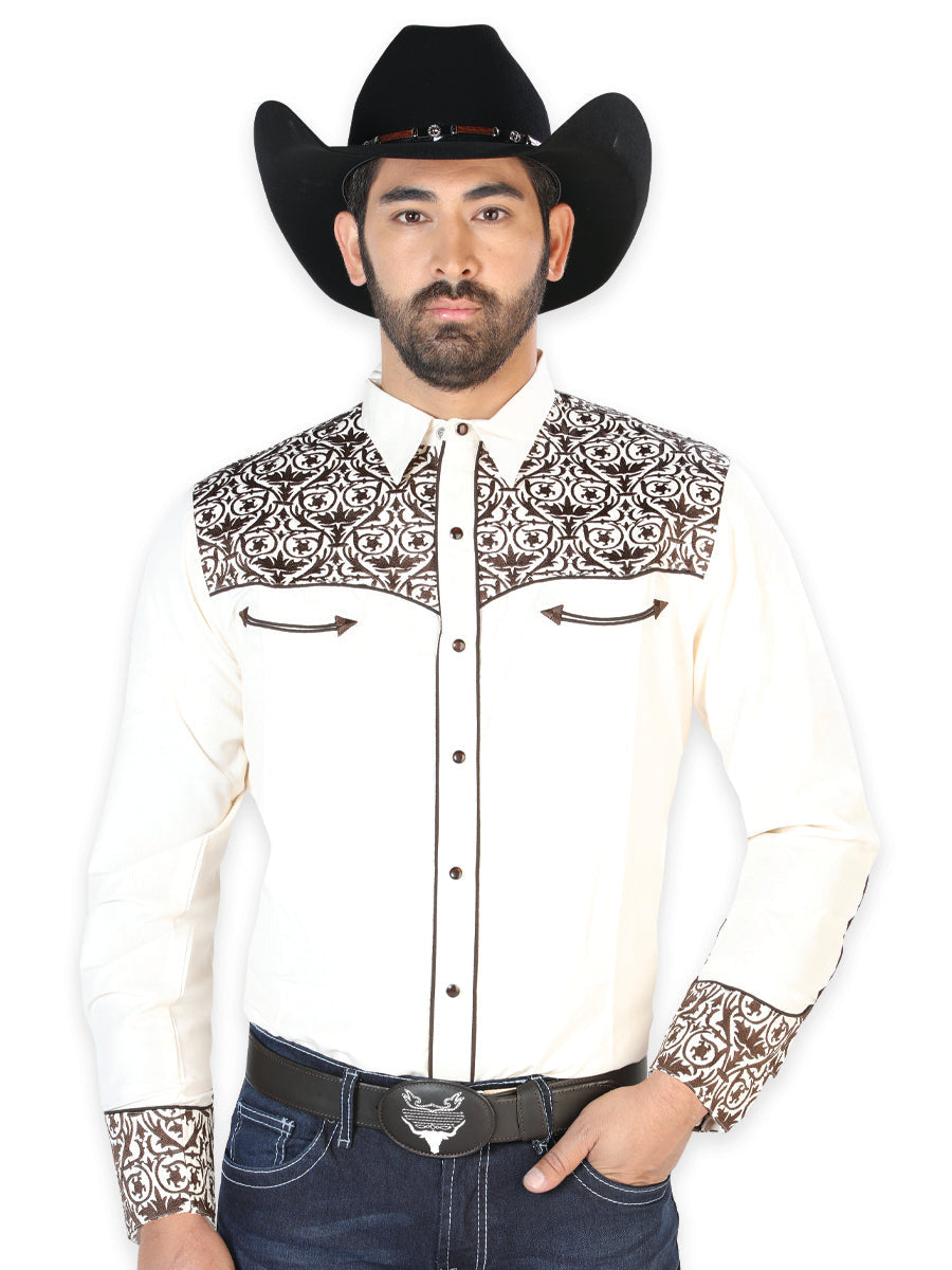 El Señor de los Cielos Embroidery Shirt Beige/Gold 126706