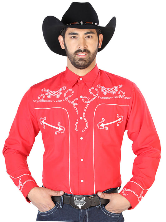 El Señor de los Cielos Embroidery Shirt Red/White 126719