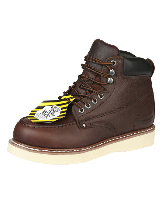 Centenario  Work Boots with Laces - Full Grain Leather in Coffee 128692