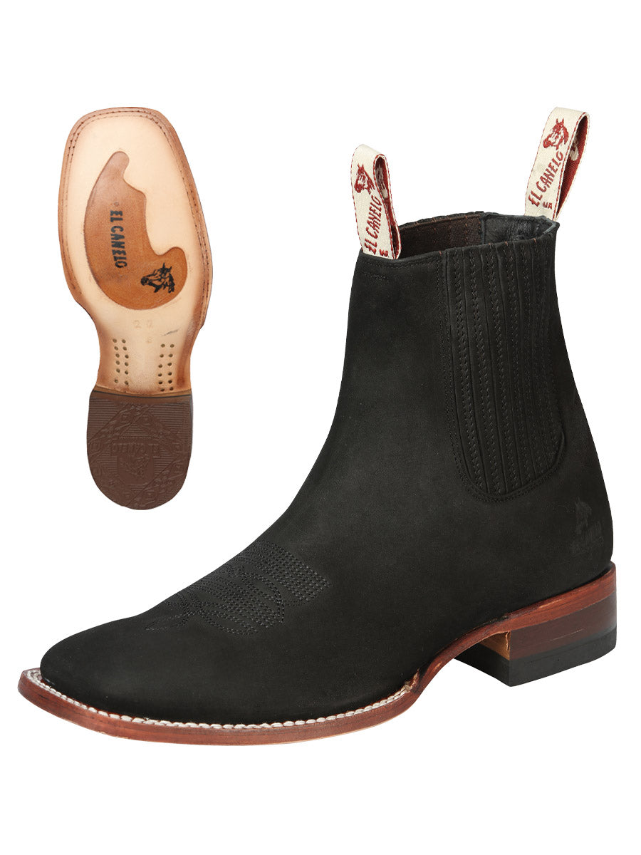 "El Canelo" Fronterizo Leather Ankle Boot Nubuck– Black 170089