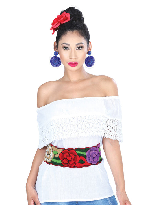 Artisanal Embroidered Belt Floral  Multicolor 601443