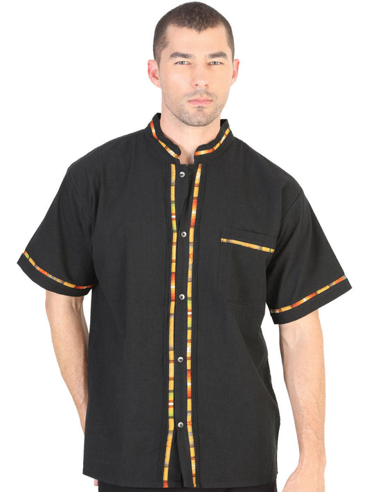 Mexican Artisanal Guayabera100% Cotton Black 601821