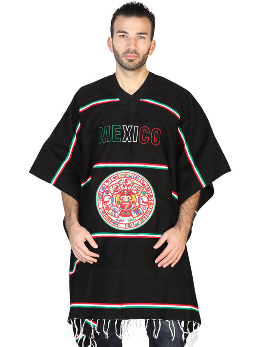 Artisanal Mexican Poncho 100% Acrylan Black 602562
