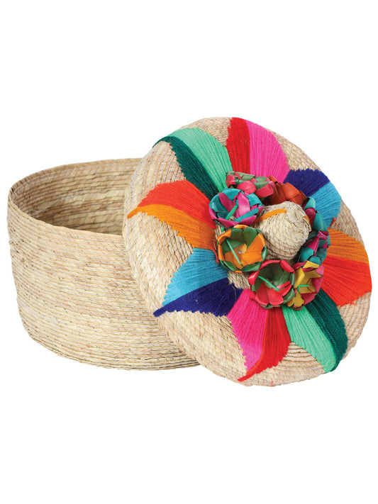 Artisanal Tortilla Warmer 100% Palm Leaf Multicolor Flower 602927