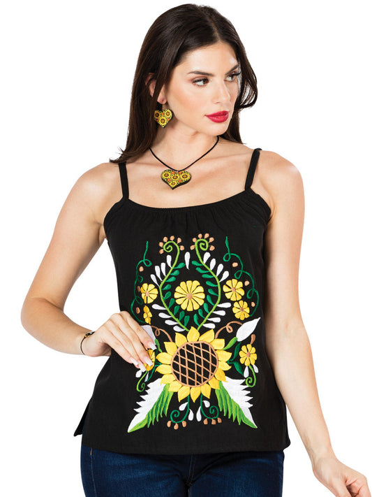 Artisanal Embroidered Blouse 100% Cotton Black 603070