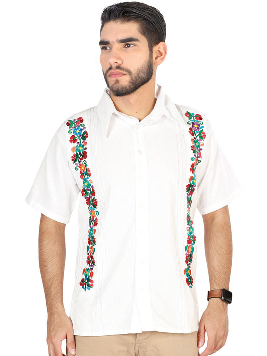 Mexican Embroidered Guayabera 100% Cotton White 603114