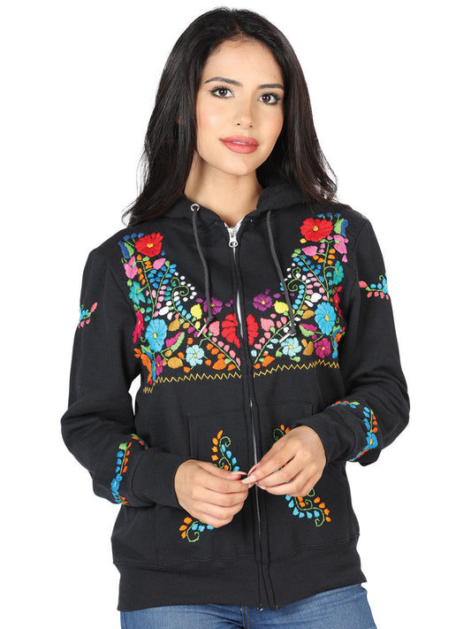 Artisanal Embroidered Sweatshirt 50% Cotton, 50% Polyester Black  603511