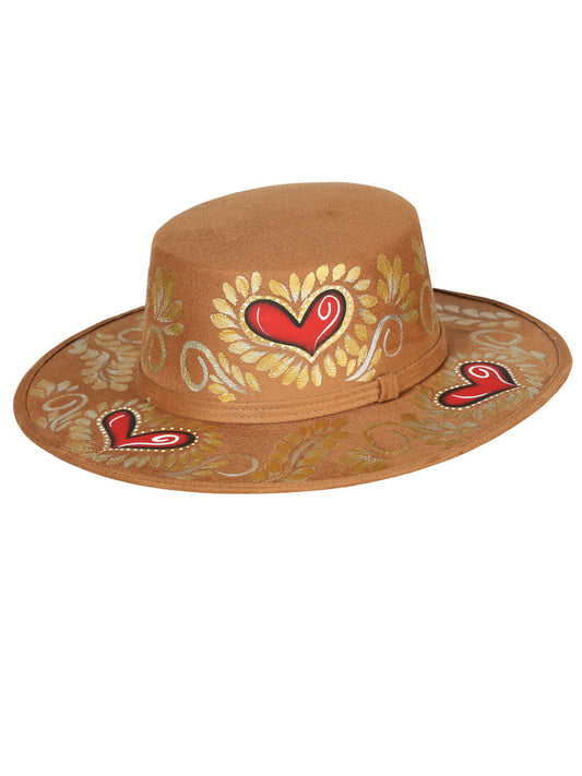 Artisanal Mexican Hand-Painted Hat Suede Black 603723