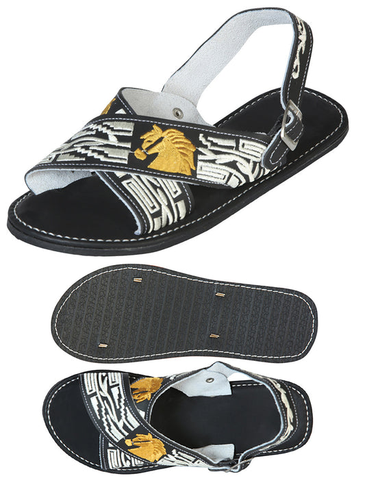 Mexican Artisanal Sandals 50% Leather, 50% Synthetic Black  603792