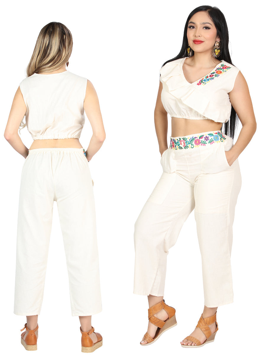 Artisanal Embroidered Set 100% Cotton Beige 604049