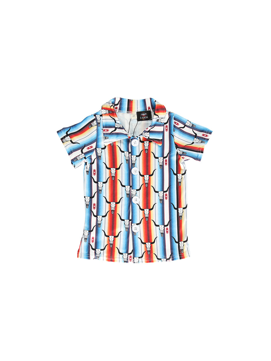 El General Kids Button up- Blue/White 702009