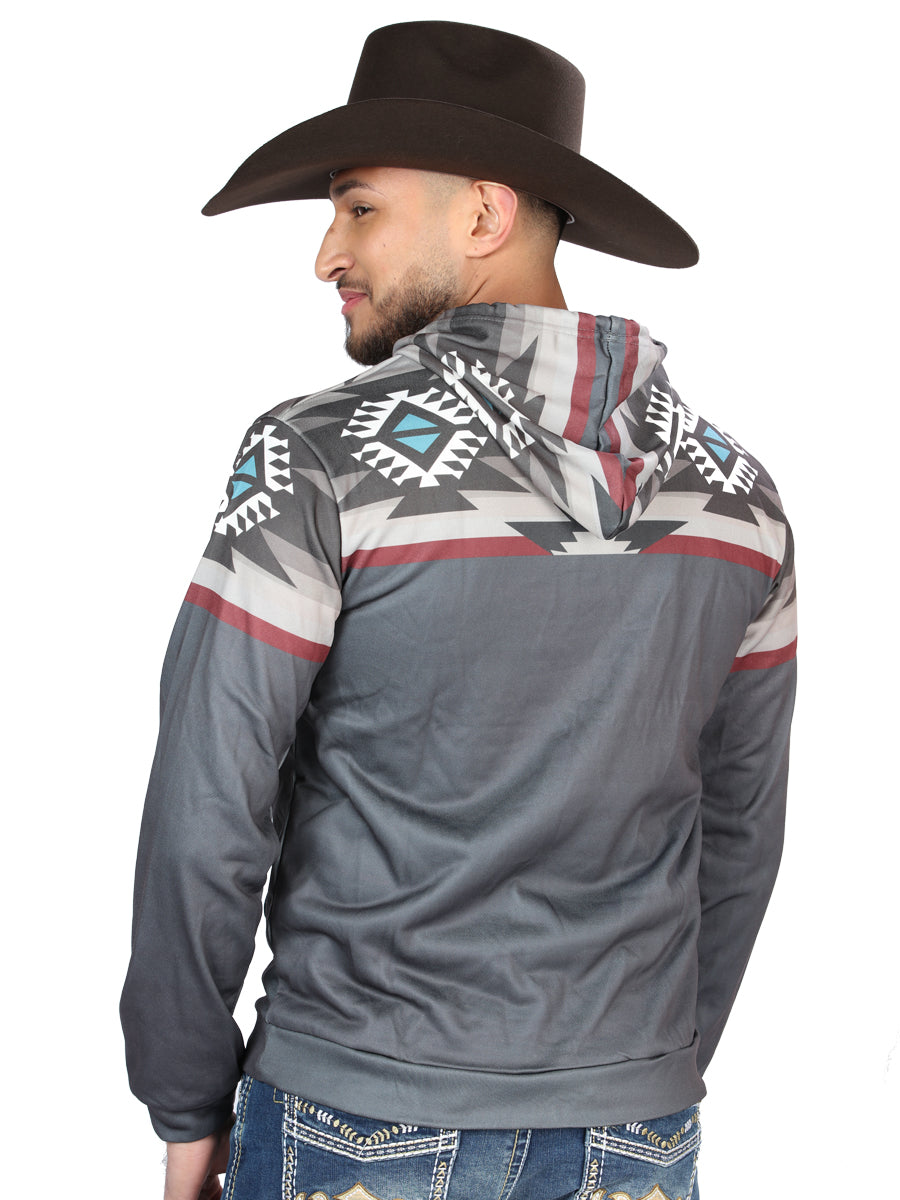 El General Mens Geometric Hoodie- Gray 702037