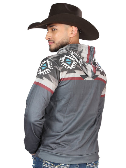 El General Mens Geometric Hoodie- Gray 702037