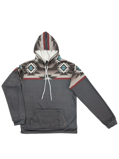 El General Mens Geometric Hoodie- Gray 702037
