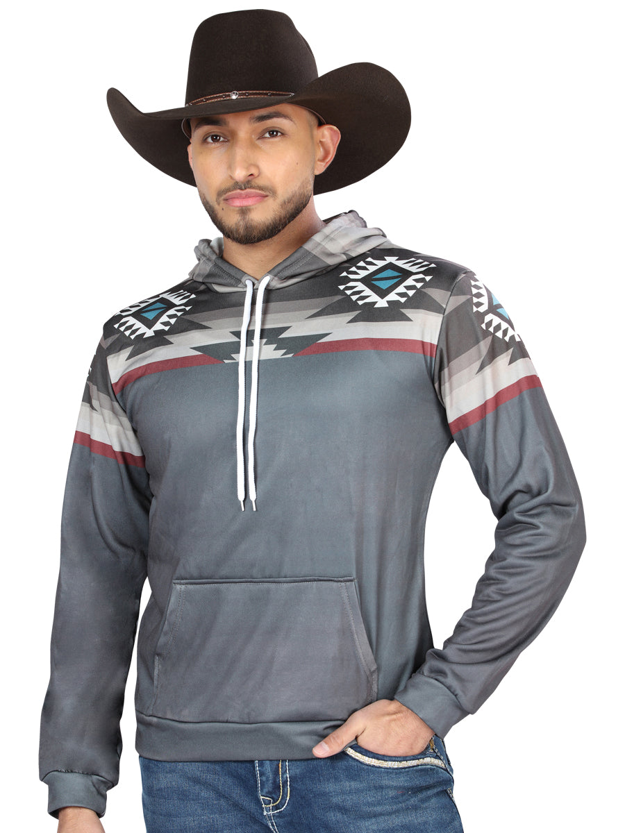 El General Mens Geometric Hoodie- Gray 702037