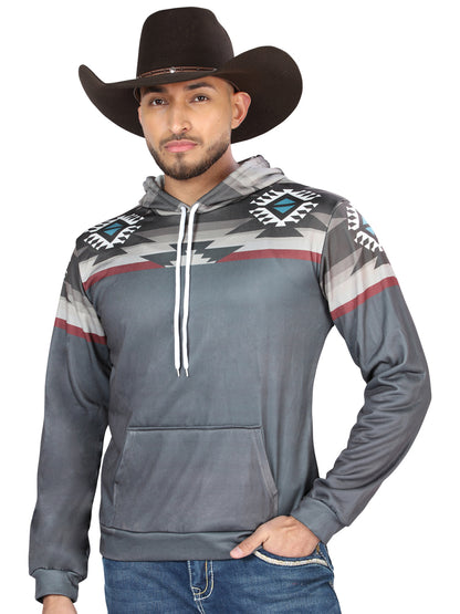 El General Mens Geometric Hoodie- Gray 702037