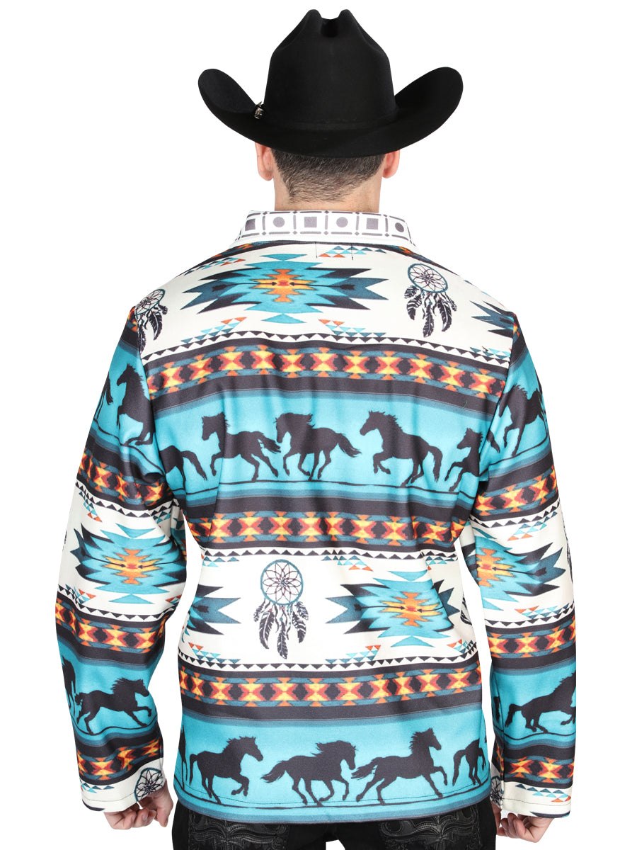 El General Mens Aztec Jacket- White/Multicolor 702042