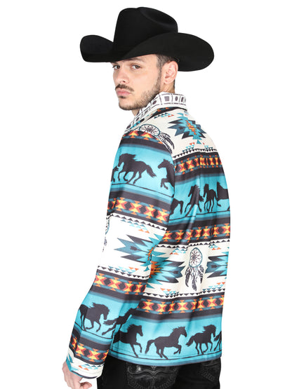 El General Mens Aztec Jacket- White/Multicolor 702042