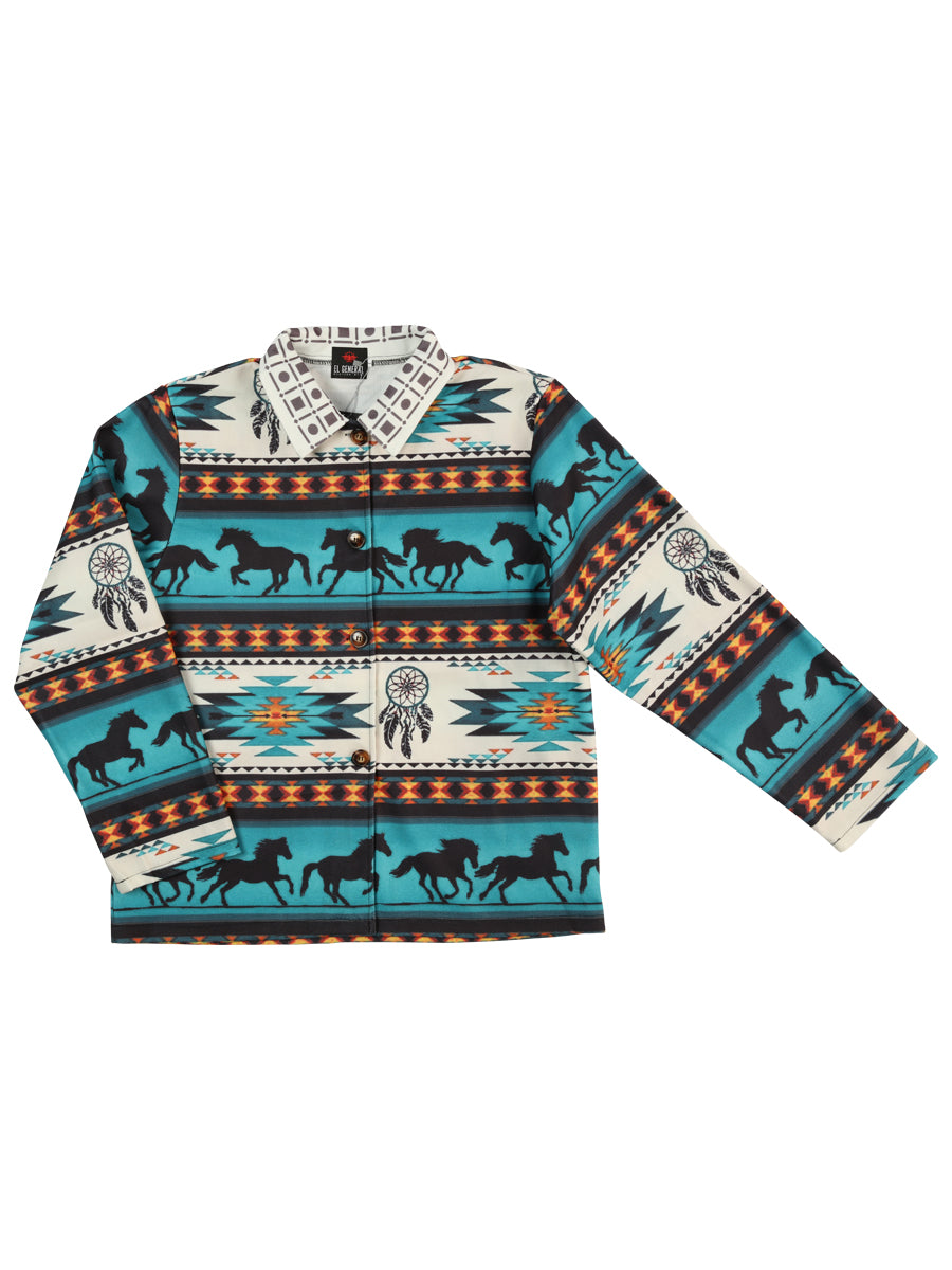 El General Mens Aztec Jacket- White/Multicolor 702042