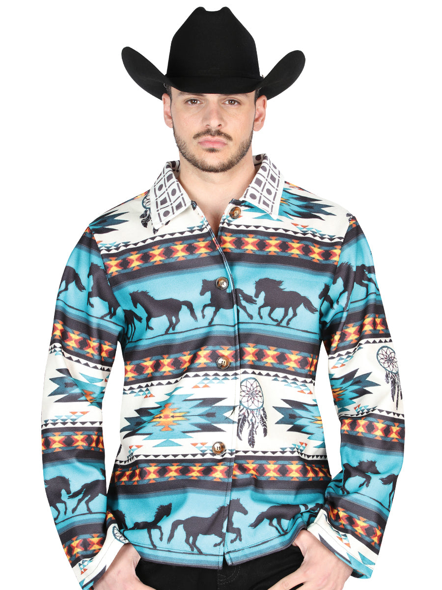 El General Mens Aztec Jacket- White/Multicolor 702042