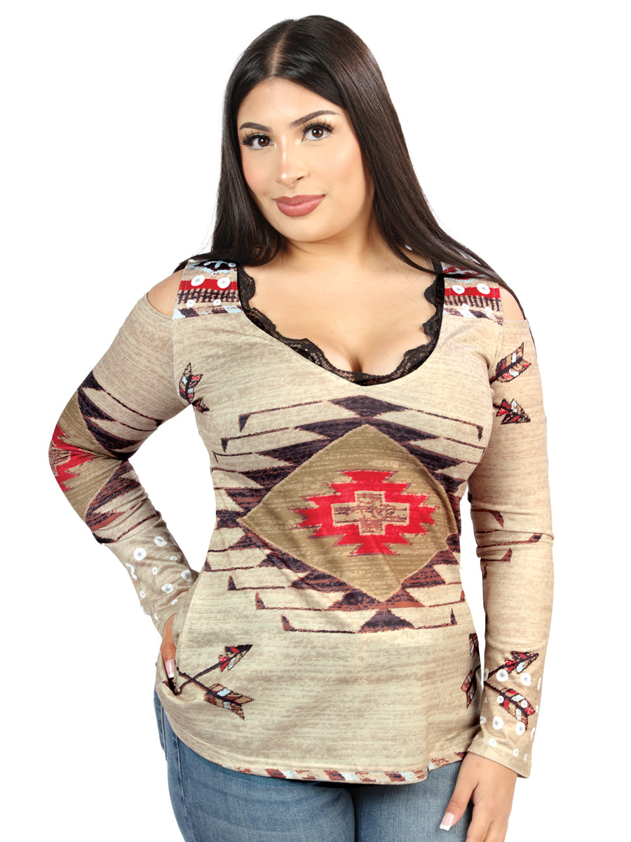 El General Womens Western Shirt- Brown 702048