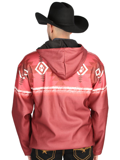El General Mens Geometric Jacket- Burgundy 702053