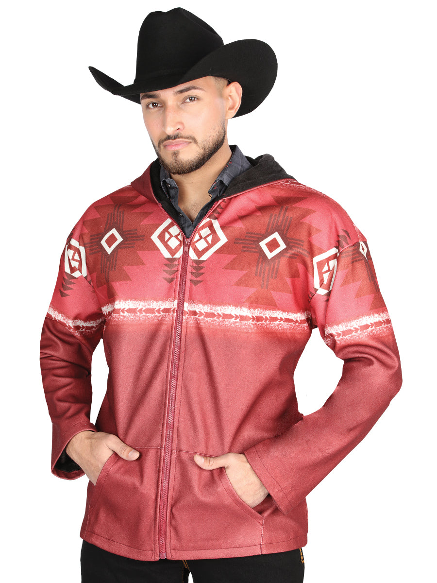El General Mens Geometric Jacket- Burgundy 702053