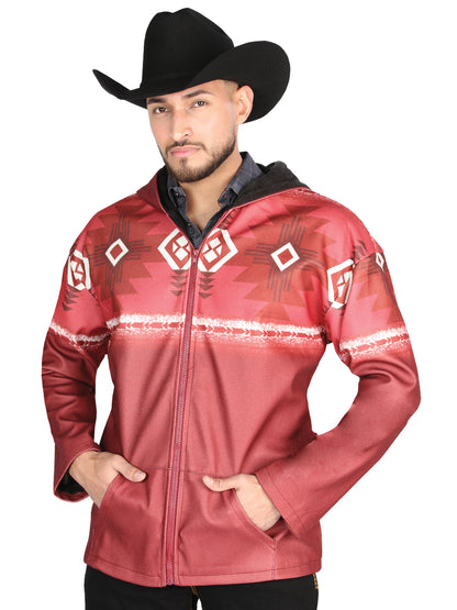 El General Mens Geometric Jacket- Burgundy 702053