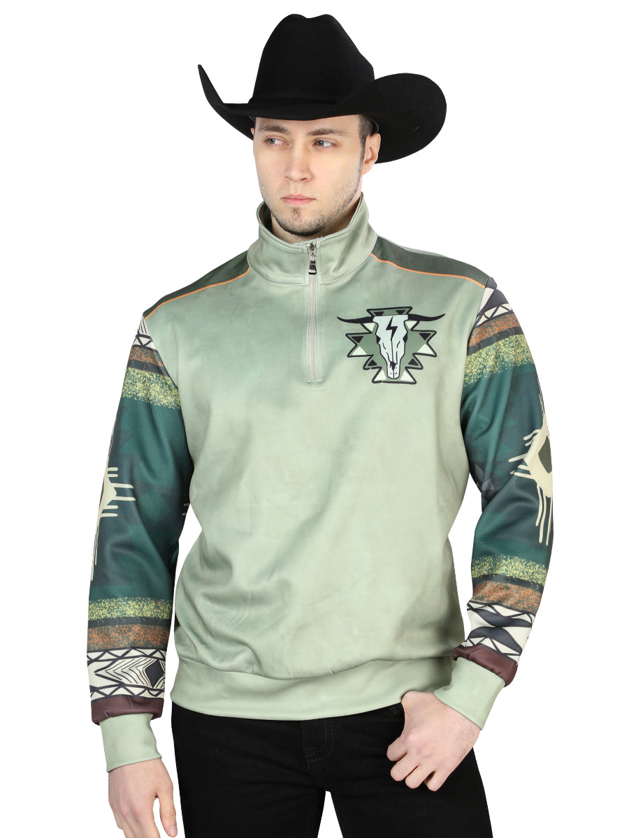 El General Mens Western Pullover Jacket- Green 702054