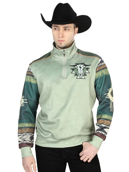 El General Mens Western Pullover Jacket- Green 702054